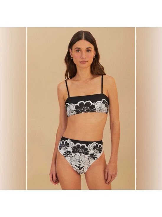 FARM Rio Other - Set - Farm Rio Flower Leopards Bandeau Bikini Top & Bottom